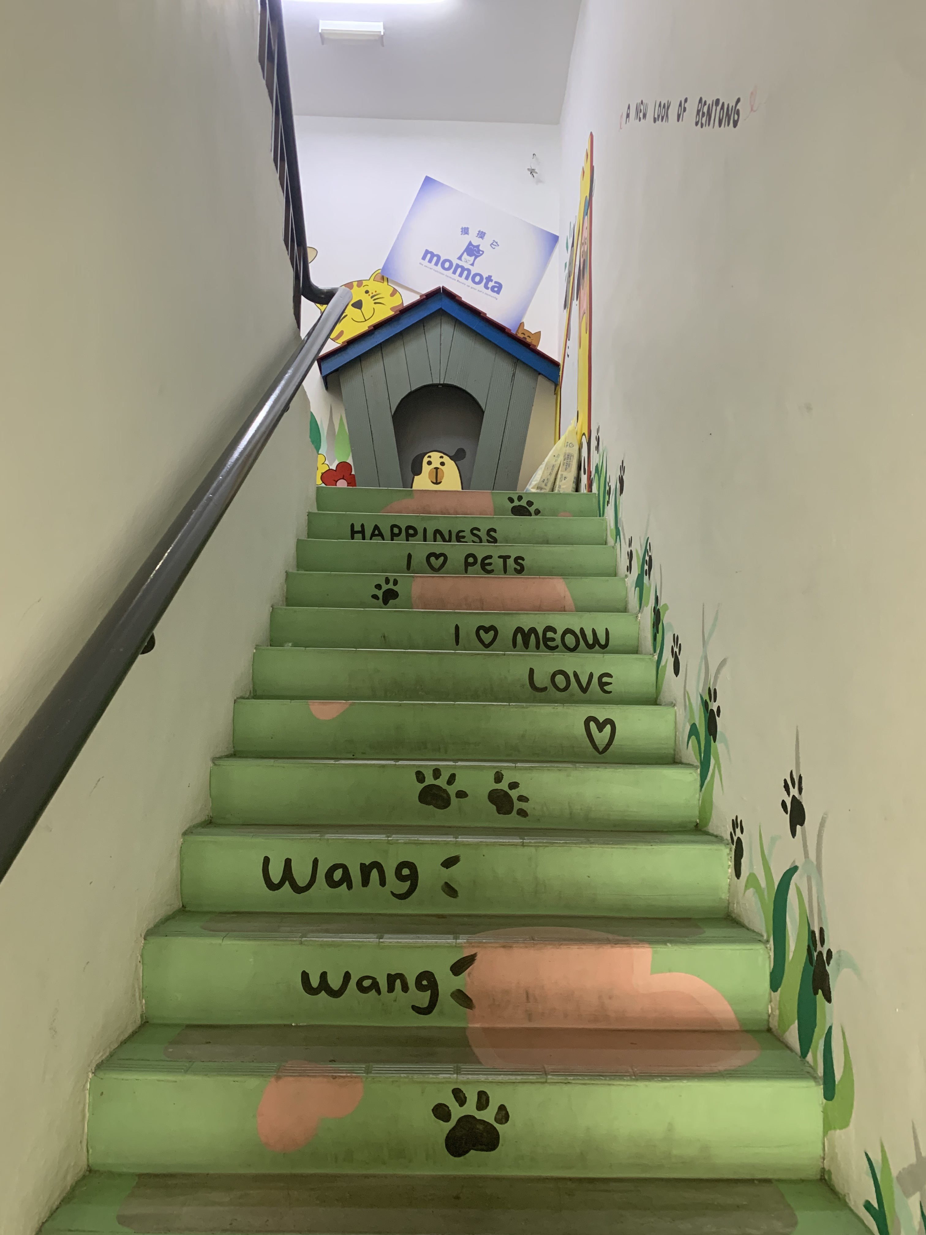 The decorated staircase leading up